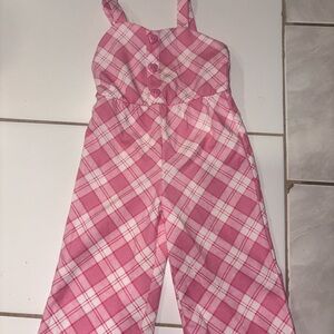 Pink Plaid Kids Romper‎